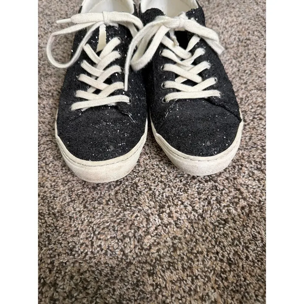 Old Navy Women’s Sneakers Size‎ 8 Black Glitter Lace Up Casual Shoes